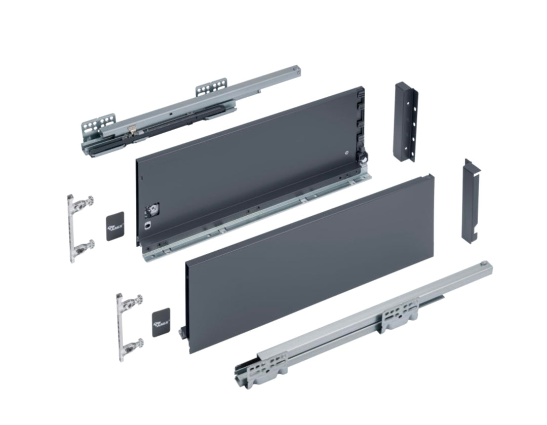 AMIX ELITE BOX Schubladensystem mit Vollauszug &amp; Soft-Close – Slim Drawer mit Glas-Seiten – Höhe 167