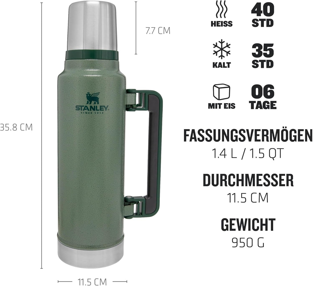 Stanley Classic Legendary Thermosflasche- Thermos Hält 15-48 Stunden Heiss oder Kalt - Edelstahl The