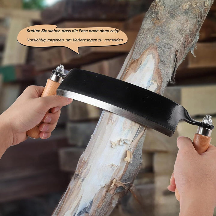 250mm Zugmesser für Holz, Gebogen, Rindenschäler mit Ergonomischen Holzgriffen und Klingenschutz, Re
