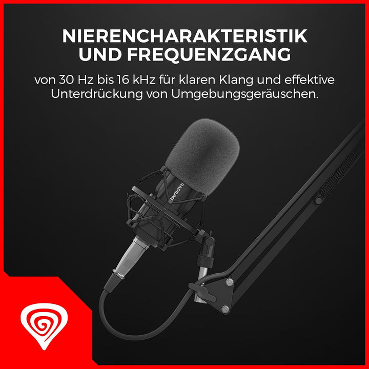 Genesis Radium 300 XLR Studio-Kondensatormikrofon-Set – Inkl. Gelenkarm, Pop-Filter, Mikrofonspinne