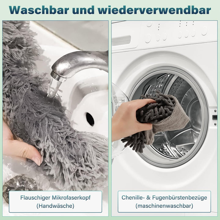 marysgift Staubwedel Teleskop Set, Staubwedel Lang Ausziehbar 310 cm, Staubwedel Waschbar mit 7×43 c
