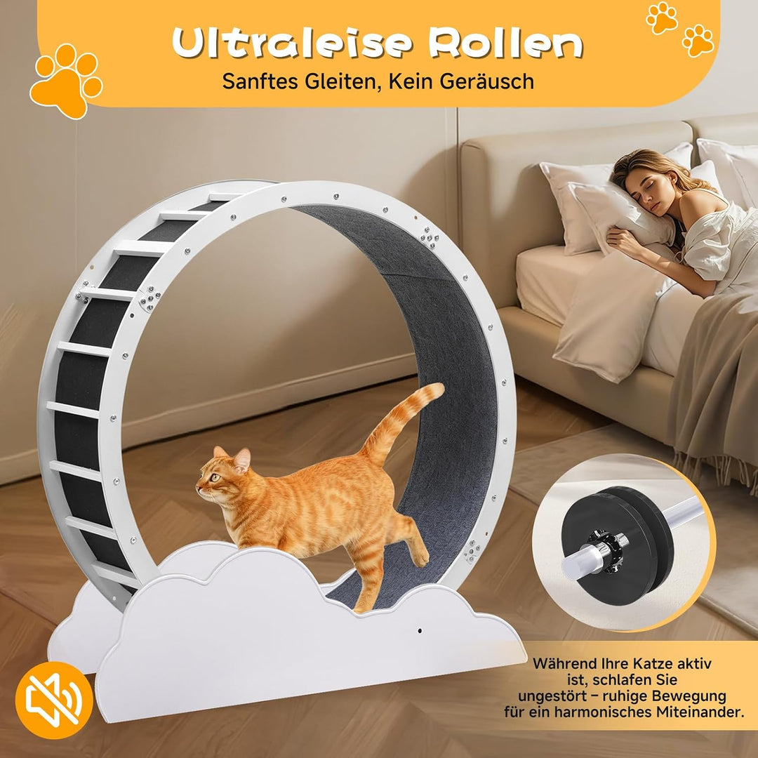 GTPLAYER Katzenlaufrad, laufrad Katze, Extra grosser 100 cm, ultraleises Laufrad mit Abnehmbarer Tep