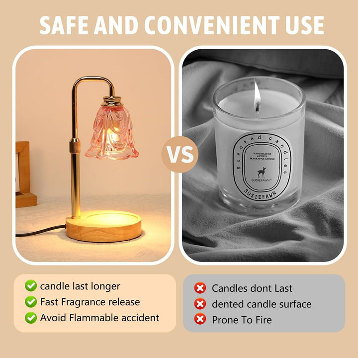 Candle Warmer Lamp with Timer Electric Adjustable Height Candle Warmer Dimmable Wax Warmer Lamp Jar