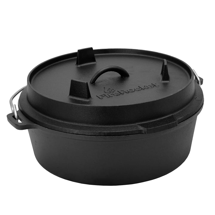 FireRocket Dutch Oven 6qt 5,5 ohne Füsse premium Gusseisen Schmortopf Gusstopf Feuertopf niederländi