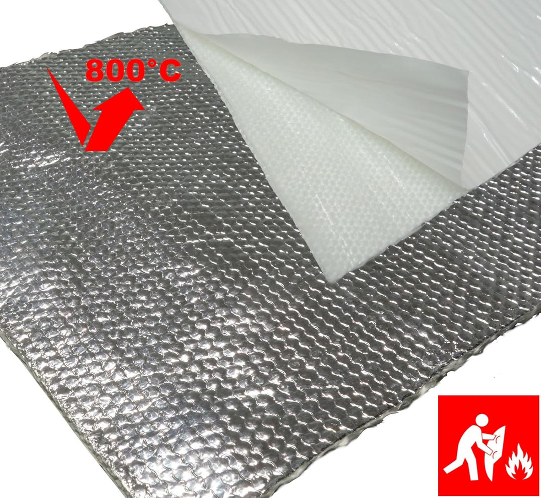 Schlauchland 100x20cm Alu-Fiberglas Hitzeschutzmatte selbstklebend *** Hitzeschutzband Turbo Auspuff