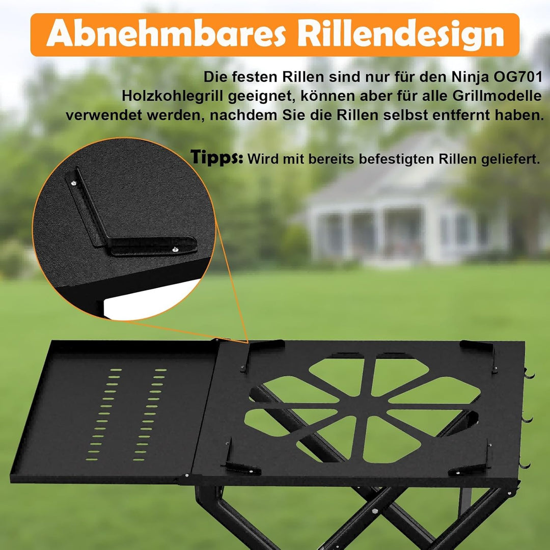 Faltbarer Grillständer für Ninja Woodfire OG701, Aussenbereich Klapptisch Grillwagen, Beweglicher St