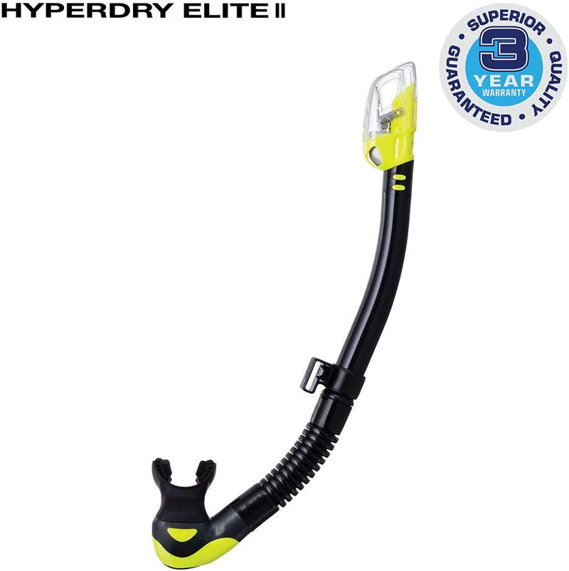 Trocken schnorchel Tusa Hyper Dry Elite 2 - tauchen erwachsene Schwarz/Gelb, Schwarz/Gelb