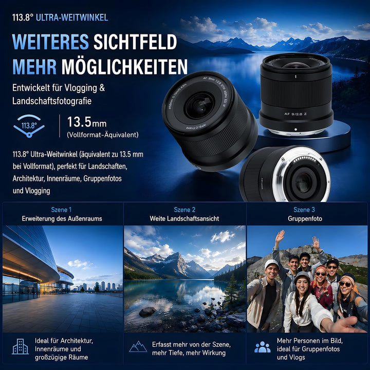 VILTROX 9mm F2.8 Z Air AF Objektiv für Nikon Z-Mount,APS-C Ultraweitwinkel | Autofokus Prime Objekti