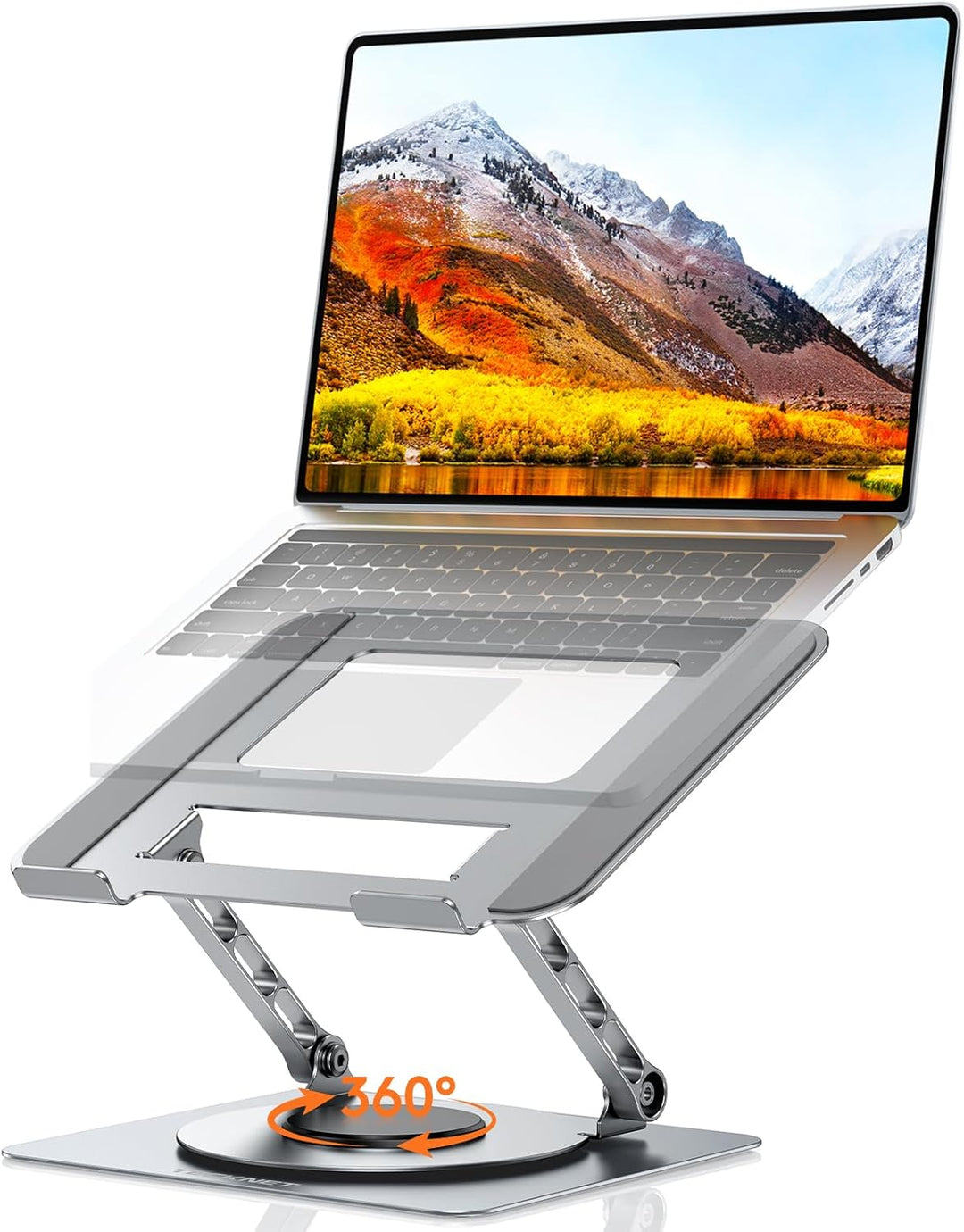 TECKNET 360° Laptop Ständer Höhenverstellbar, Verstellbarer Notebook Halterung aus Metall mit Doppel