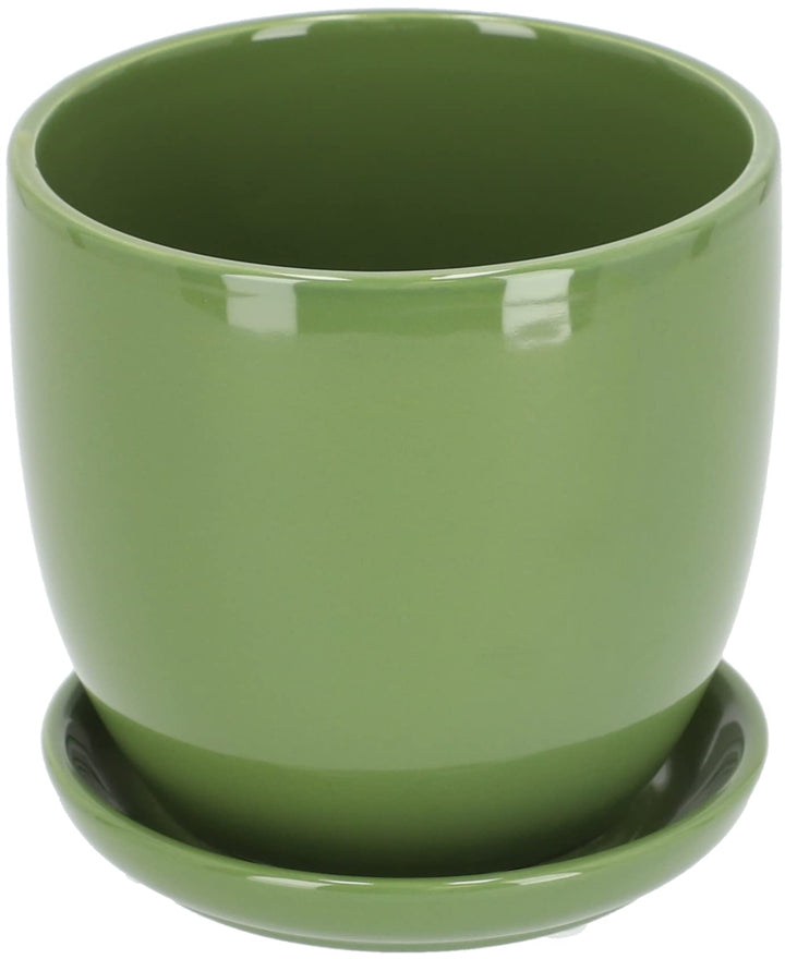KOTARBAU® Keramik Blumentopf Übertopf für Blumen Pflanzen ⌀ 20 cm mit Tropfschale Grün ⌀ 20 mm Grün,