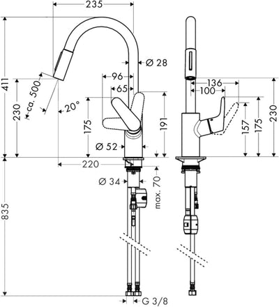 hansgrohe Focus M41 - Küchenarmatur mit Brause ausziehbar, 2 Strahlarten, Wasserhahn Küche mit Ausla