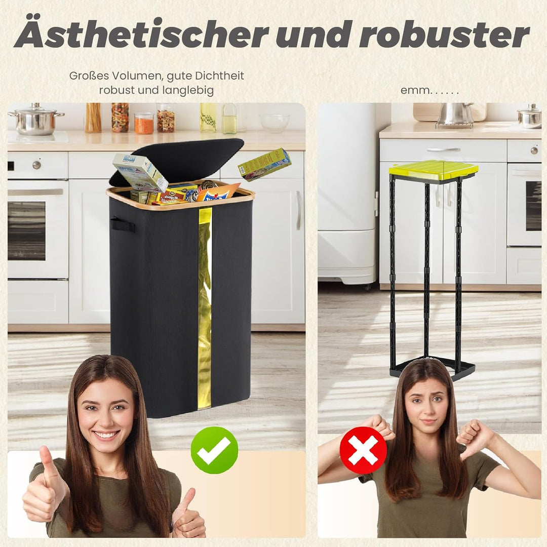 100L Gelber Sack Ständer Stabil, Mülleimer, Ständer Gelber Sack mit Transparentem Fenster, Müllsackh