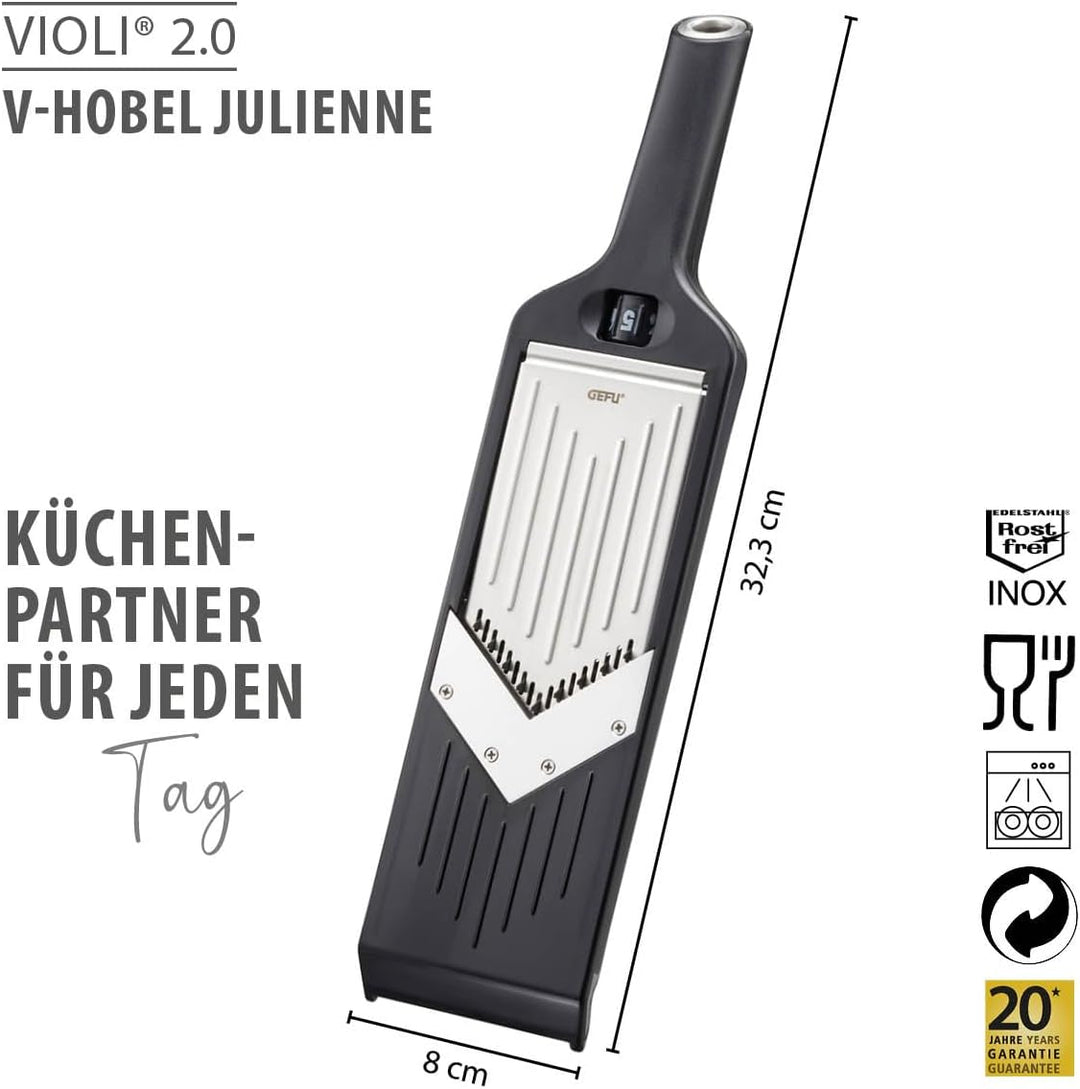 GEFU 50441 V-Hobel Julienne VIOLI 2.0 - für perfekte Obst- & Gemüsescheiben sowie Juliennestreifen 3