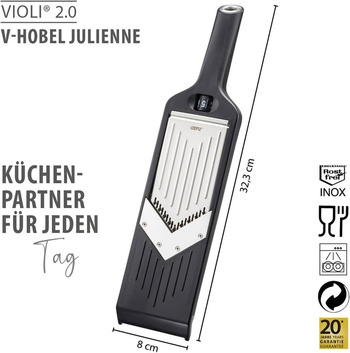 GEFU 50441 V-Hobel Julienne VIOLI 2.0 - für perfekte Obst- & Gemüsescheiben sowie Juliennestreifen 3