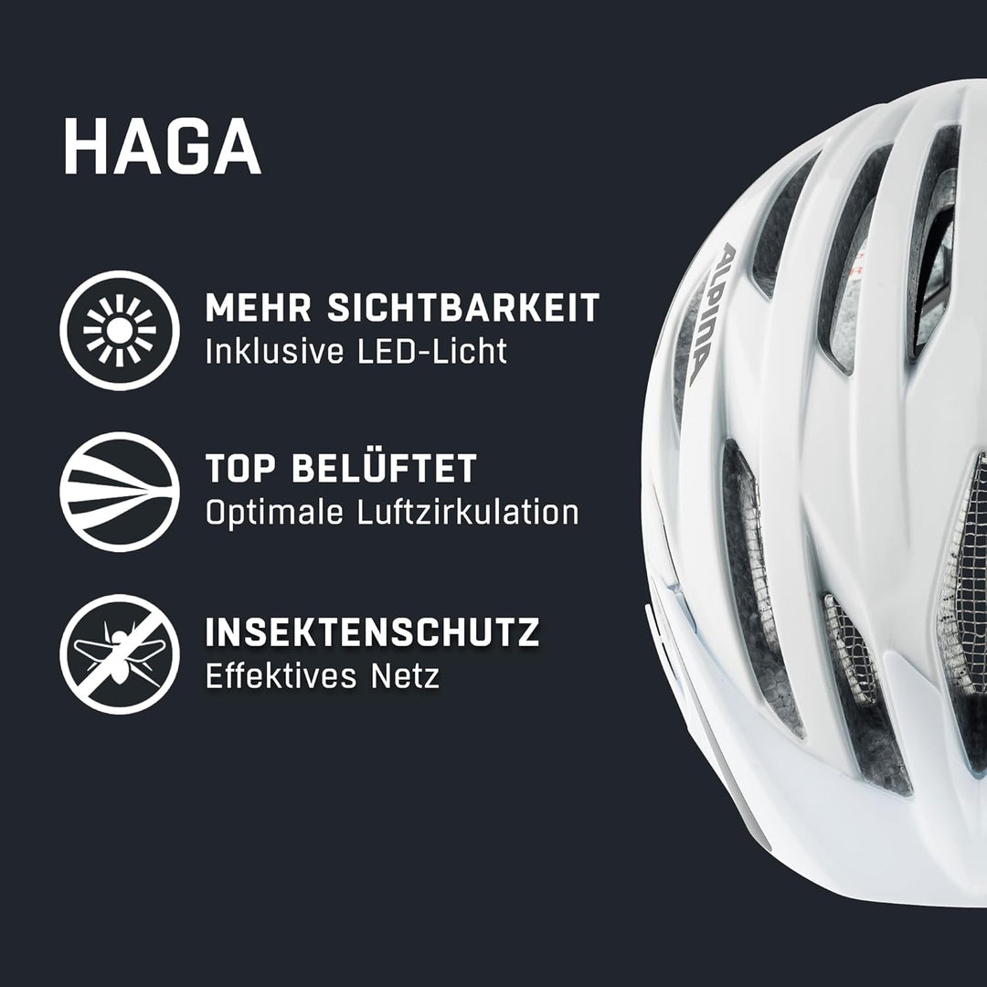 ALPINA HAGA - Stossabsorbierender, Sicherer & Optimal Anpassbarer Urban Fahrradhelm Mit Integriertem