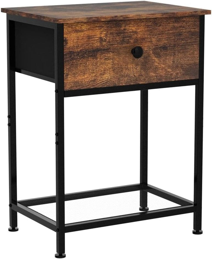 AMHANCIBLE Nachttisch 2er Set, Beistelltisch mit Stoffschubladen, Nachtkommode mit 2 Ablagen, Nachts