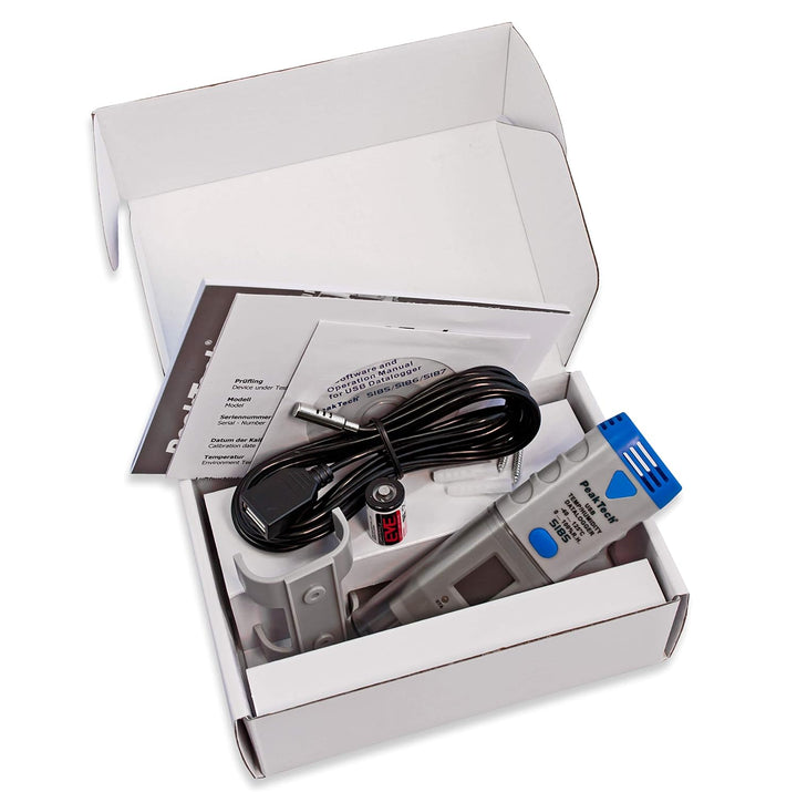 PeakTech 5185 – USB Data Logger/Rekorder mit 32.000 Messwerten für Luftfeuchtigkeit & Temperatur Mes