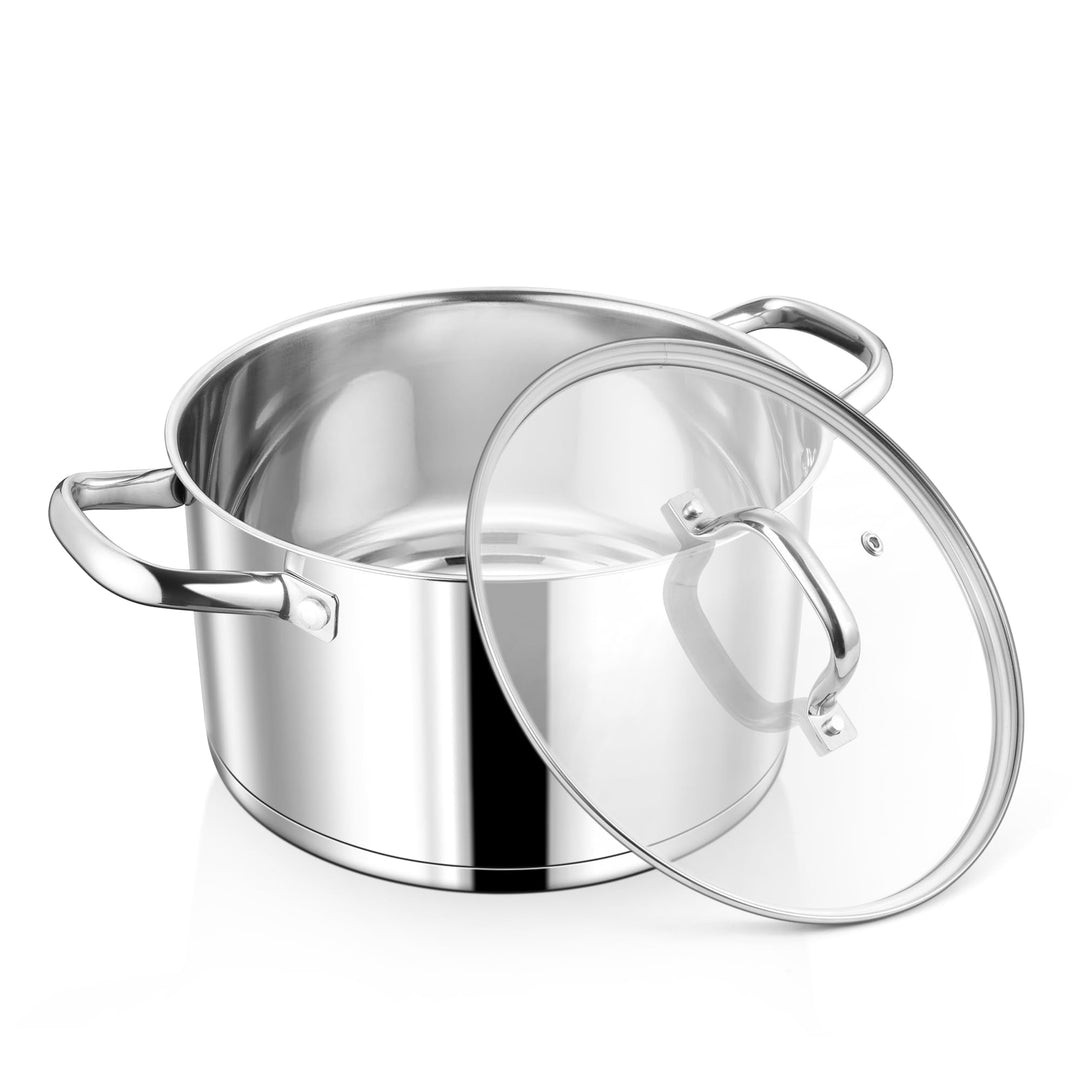 Homikit Kochtopf, 22cm Edeastahl Topf Nudeltopf Induktion 4,7L, Suppentopf mit Glasdeckel & 3-Lagen