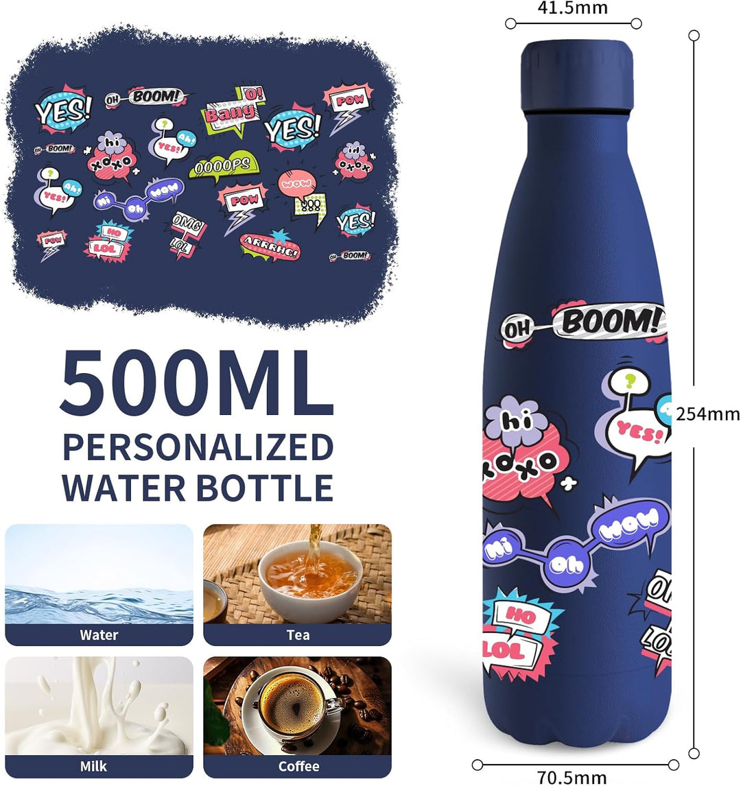 Grsta Trinkflasche 500ml, Trinkflasche Edelstahl BPA- Freie, Wasserflasche Sport Auslaufsicher, Wass