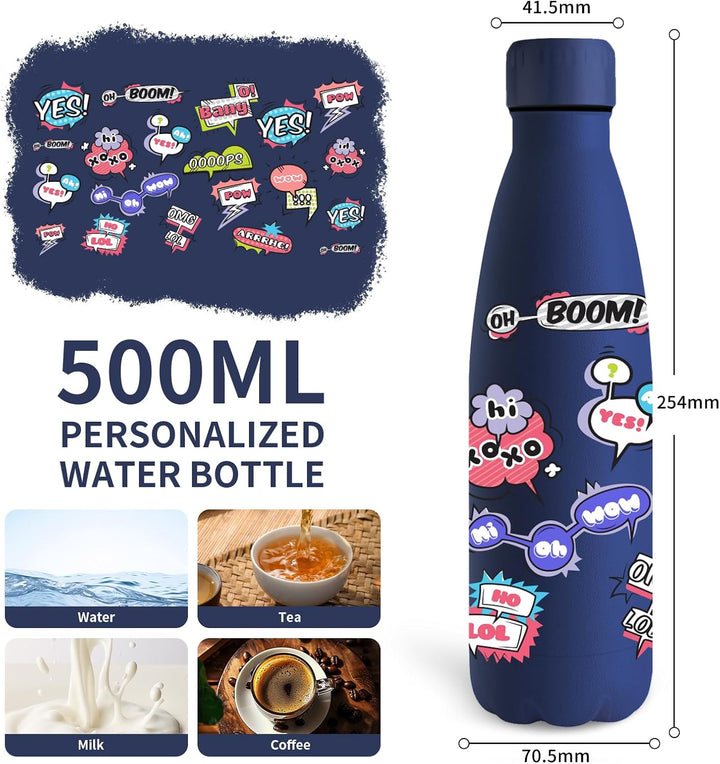 Grsta Trinkflasche 500ml, Trinkflasche Edelstahl BPA- Freie, Wasserflasche Sport Auslaufsicher, Wass