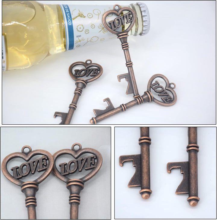 Makhry 50 Stück Schlüssel Flaschenöffner Hochzeit Herz Vintage Rustikal Hochzeitsgeschenke Souvenir