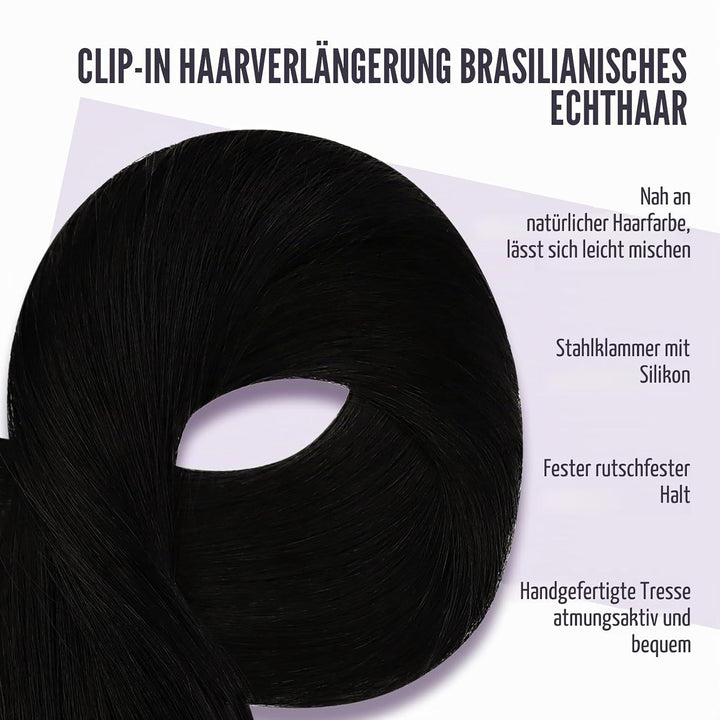 Fshine Clip in Ehthaar Extensions Dunkelbraun 30cm 3pcs Remy Ehthaar Clip in Extensions Jet Black Cl