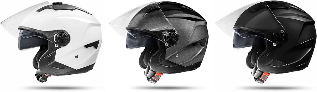 ATO-Moto LA Street Jet Helm Grau Grösse: M 57/58cm + Doppelvisier System + Integrierte Visiermechani