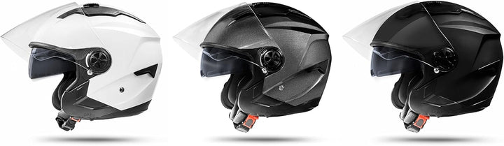 ATO-Moto LA Street Jet Helm Grau Grösse: M 57/58cm + Doppelvisier System + Integrierte Visiermechani
