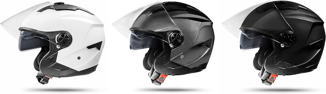 ATO-Moto LA Street Jet Helm Grau Grösse: M 57/58cm + Doppelvisier System + Integrierte Visiermechani