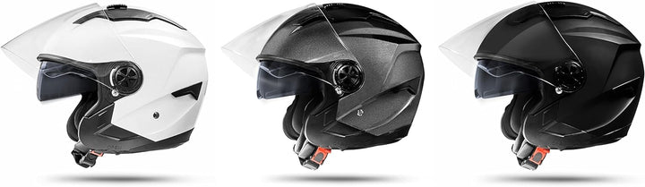 ATO-Moto Jet Helm LA Street Motorradhelm mit Doppelvisier System Integrierte Visiermechanik 4 Punkt