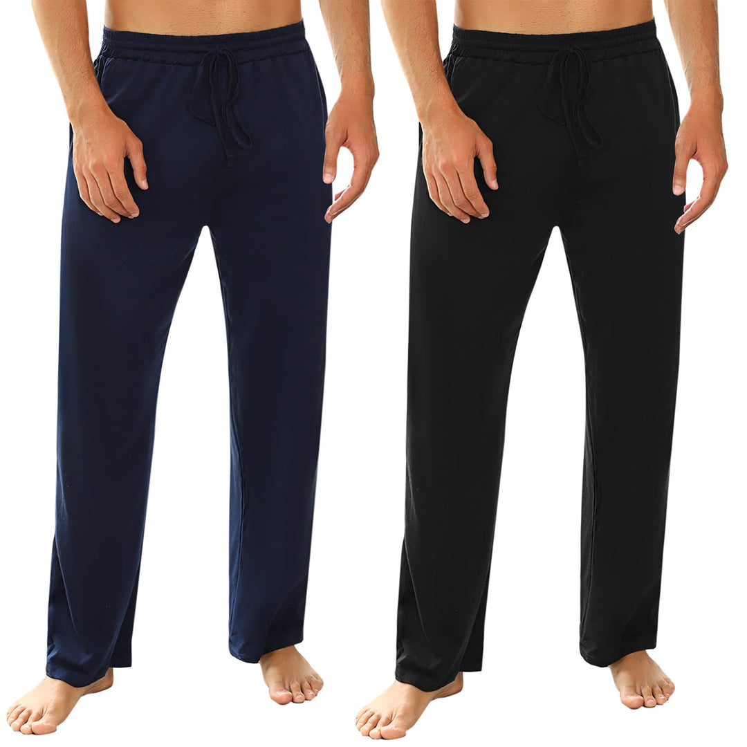 Marvmys 100% Baumwolle Herren Lange Schlafanzughose Einfarbige Pyjamahose Schlafhose Haushose Freize