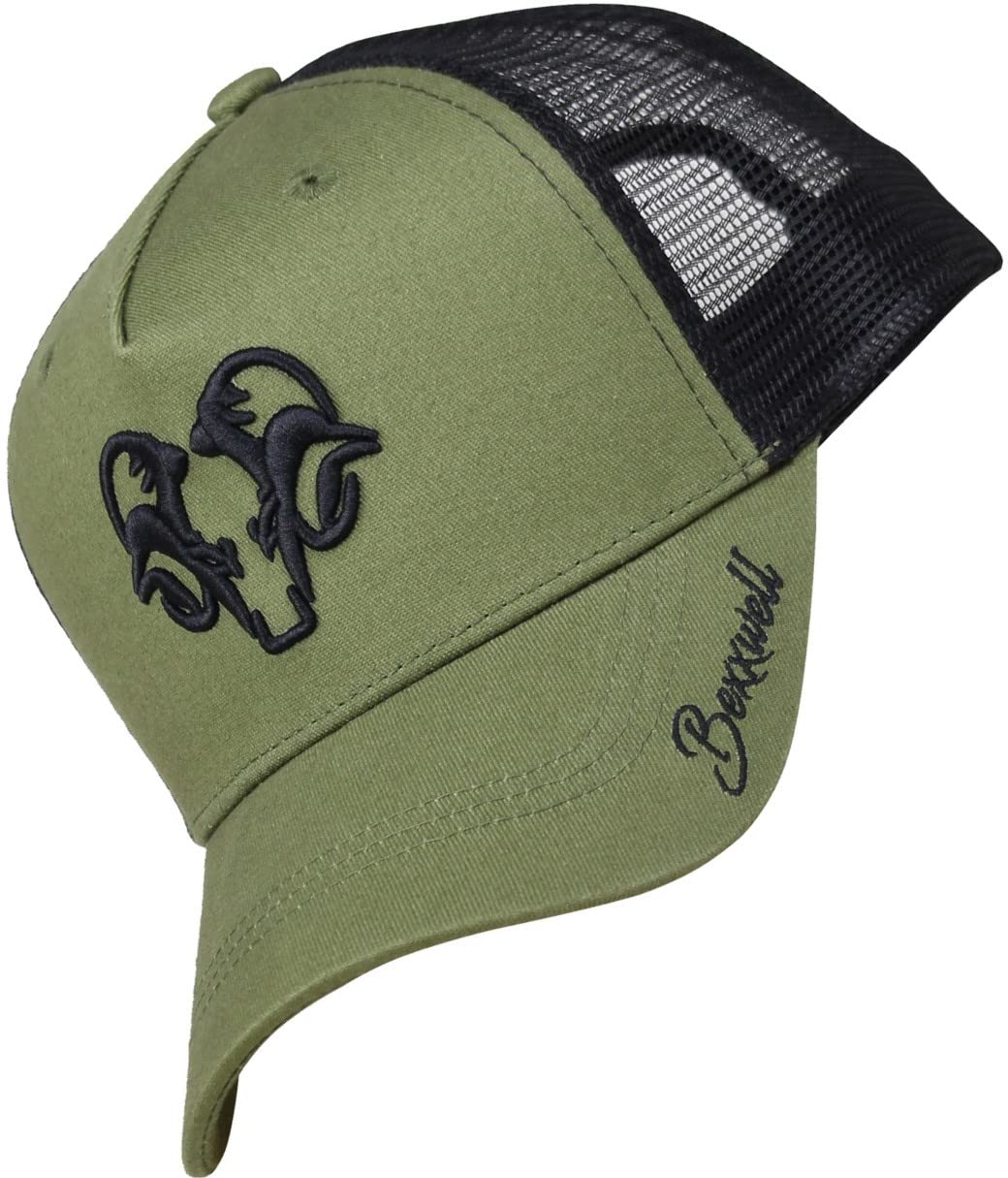 Bexxwell Trucker Cap olivgrün/schwarz mit 3D Logo-Stickerei (optimale Passform, Kappe, Black, Green,