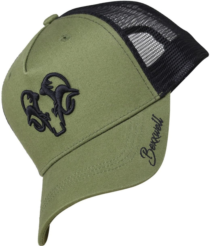 Bexxwell Trucker Cap olivgrün/schwarz mit 3D Logo-Stickerei (optimale Passform, Kappe, Black, Green,