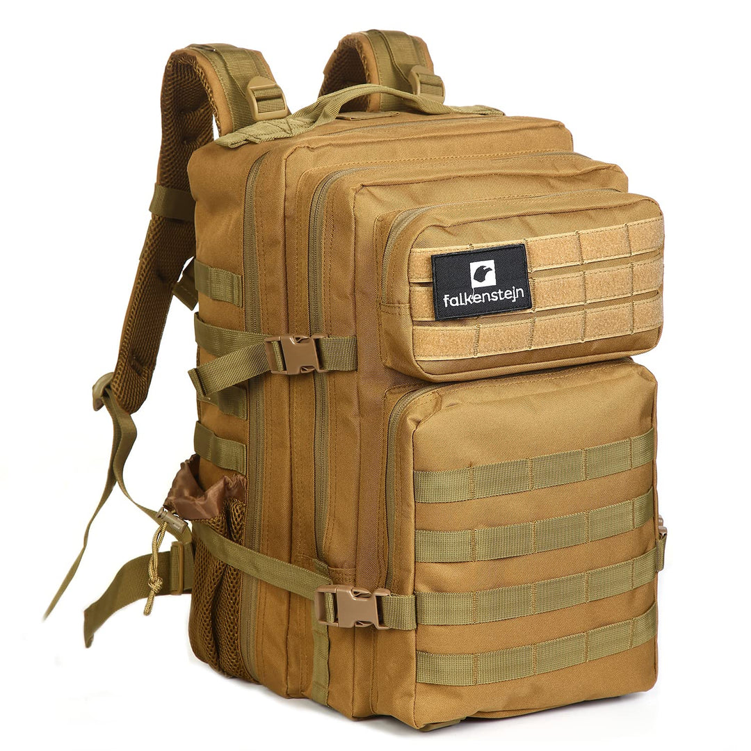 FALKENSTEJN Rucksack für Freizeit Outdooraktivitäten Schule Arbeit Multifunktionsrucksack Camel 45l
