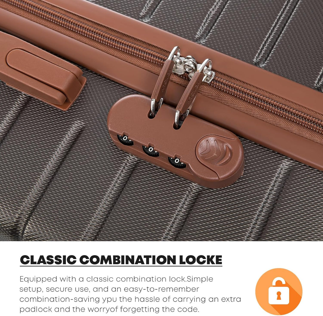 Reisekoffer Trolley Rollkoffer Handgepäck Set, Hartschalenreisekoffer Koffer Suitcase mit 4 Rollen 3