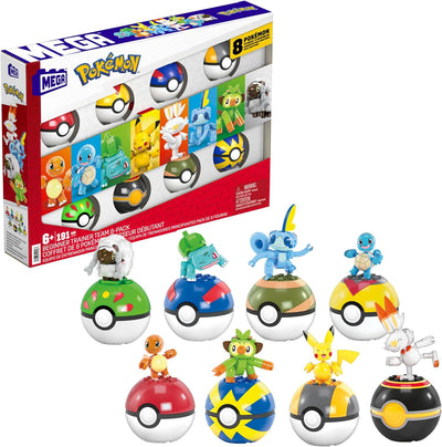MEGA Pokémon Trainerteam - Pikachu, Bisasam, Glumanda, Schiggy, Hopplo, Chimpep, Memmeon und Wolly u