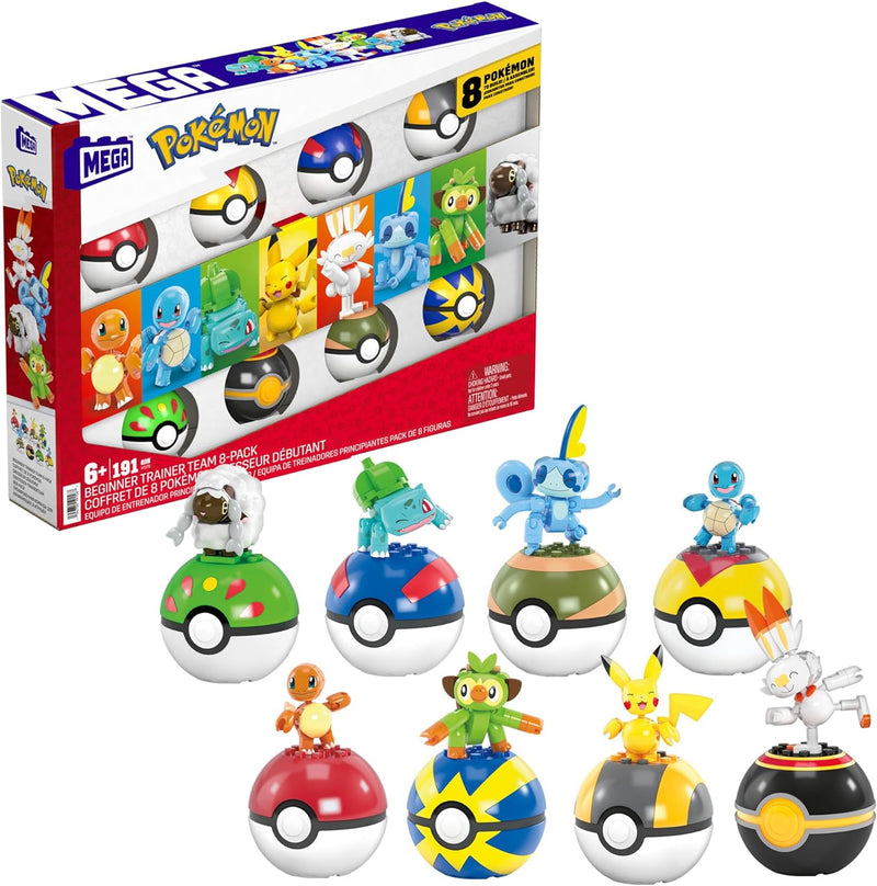 MEGA Pokémon Trainerteam - Pikachu, Bisasam, Glumanda, Schiggy, Hopplo, Chimpep, Memmeon und Wolly u