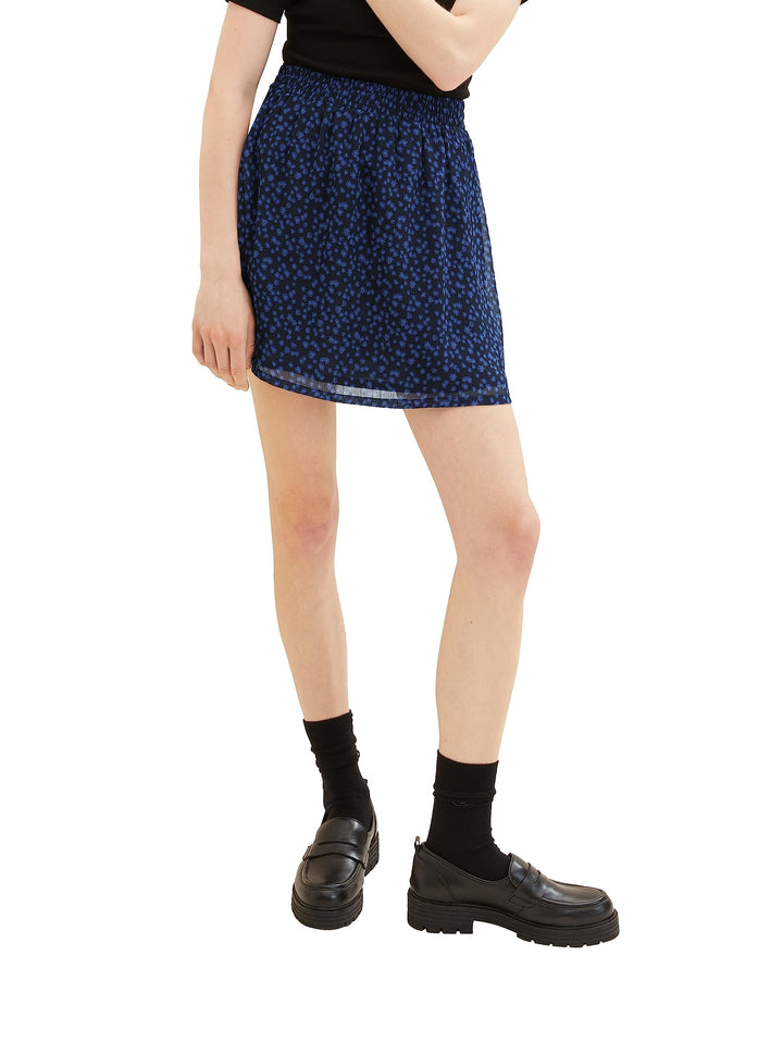 TOM TAILOR Denim Damen Denim Mini-Rock mit Blumenmuster, S
