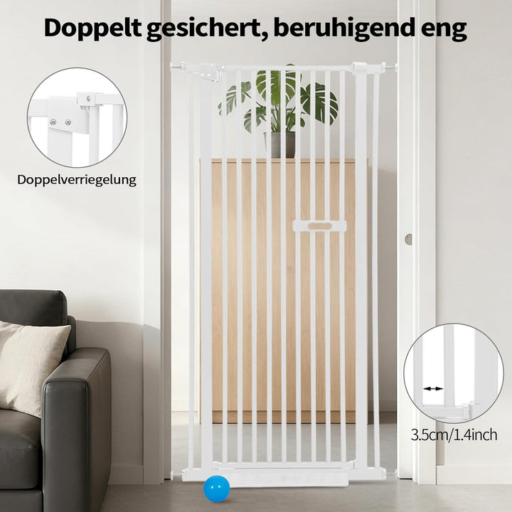 Katzengitter Tür, Schutztor Ausziehbar Haustiere Katzentiertor 150cm Haustiergitter Extra Hoch mit D