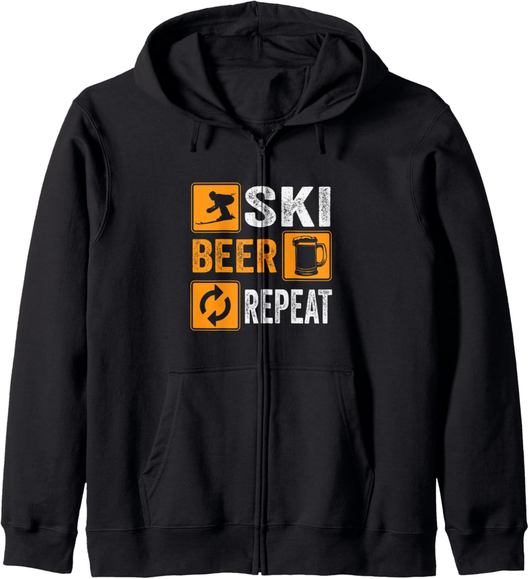 Funny Ski Beer Repeat Downhill Skiing Kapuzenjacke