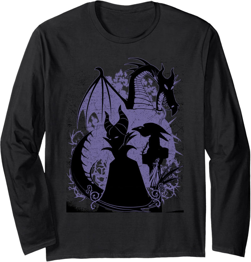 Disney Sleeping Beauty Maleficent And Dragon Silhouette Langarmshirt