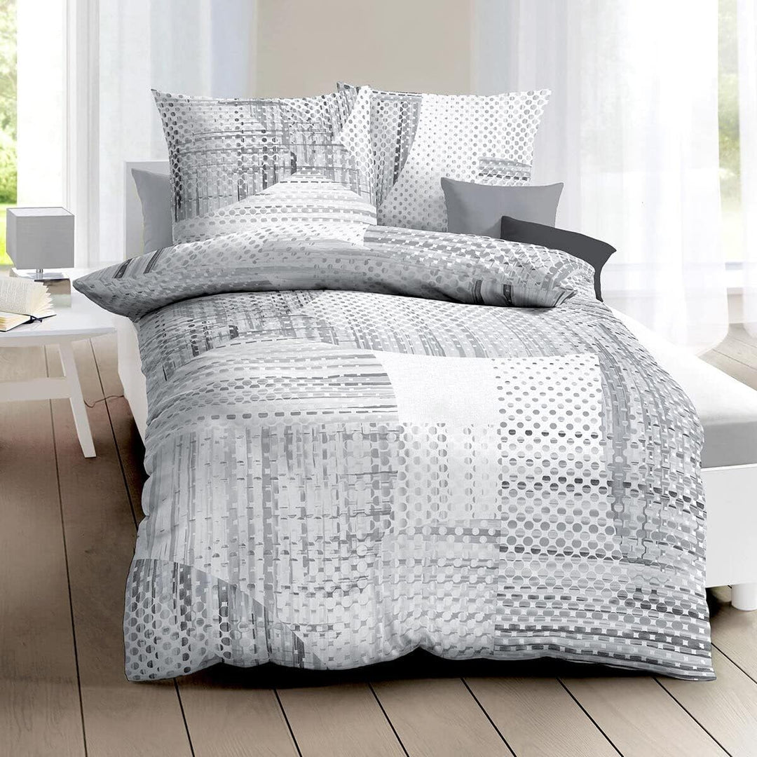 Kaeppel Mako-Satin Bettwäsche Supreme Silber, 1 Bettbezug 155 x 220 cm + 1 Kissenbezug 80 x 80 cm Si