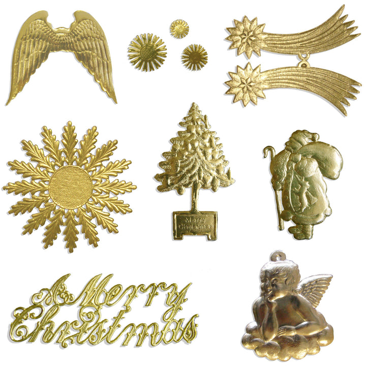 Kunze Weihnachten Mix Sortiment, 88 Stück, Gold, aus geprägtem Papier Sortiment Gold, Sortiment Gold