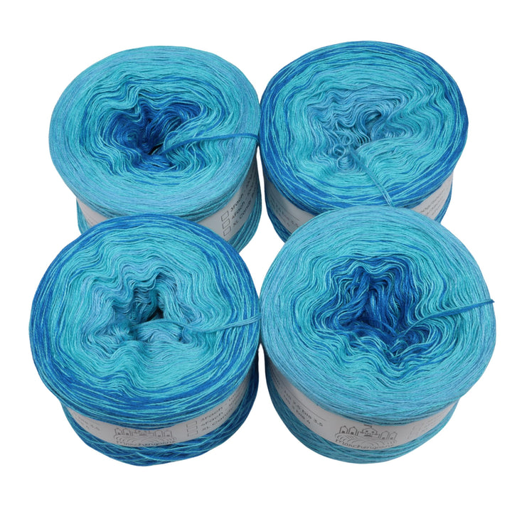 Bobbel Farbverlaufsgarn Cupcakes - Blaubeersahne Cupcakes Gesamt 280g 3Fädig 4X 350m Wolle bobbel Co