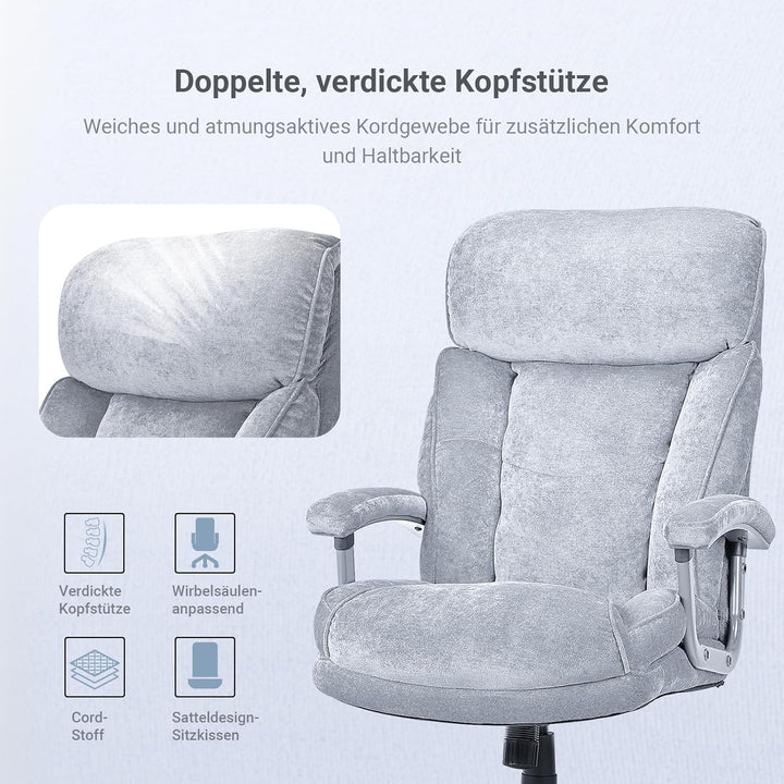 ACMELIFE Chefsessel, Computer-Bürostuhl mit extra Dicker Polsterung, gepolsterten Armlehnen, Kopfstü