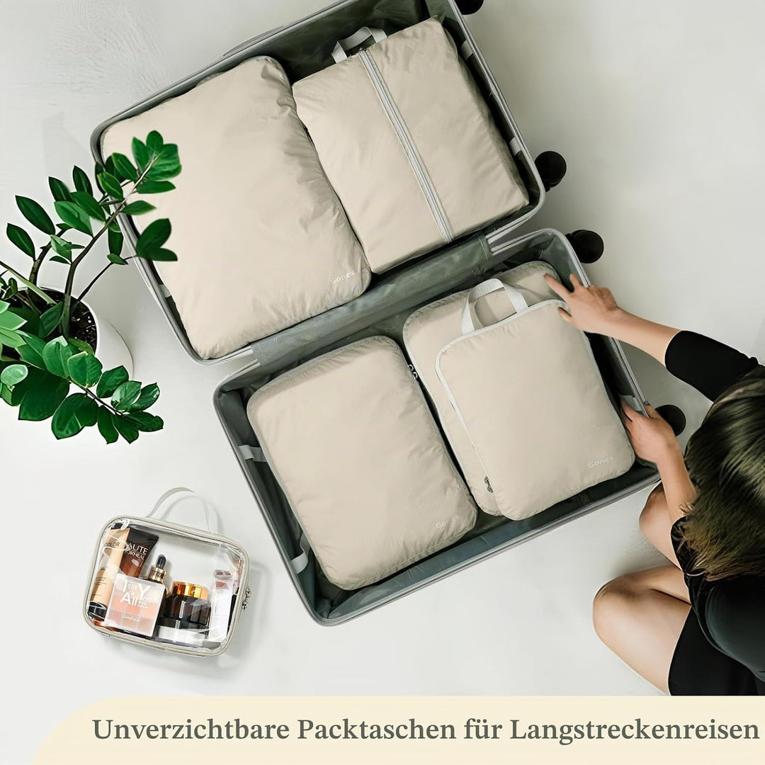 Gonex Compression Packing Cubes 6er Set, Gonex Kleidertaschen 6-teilig Verpackungswürfel, Kleidertas