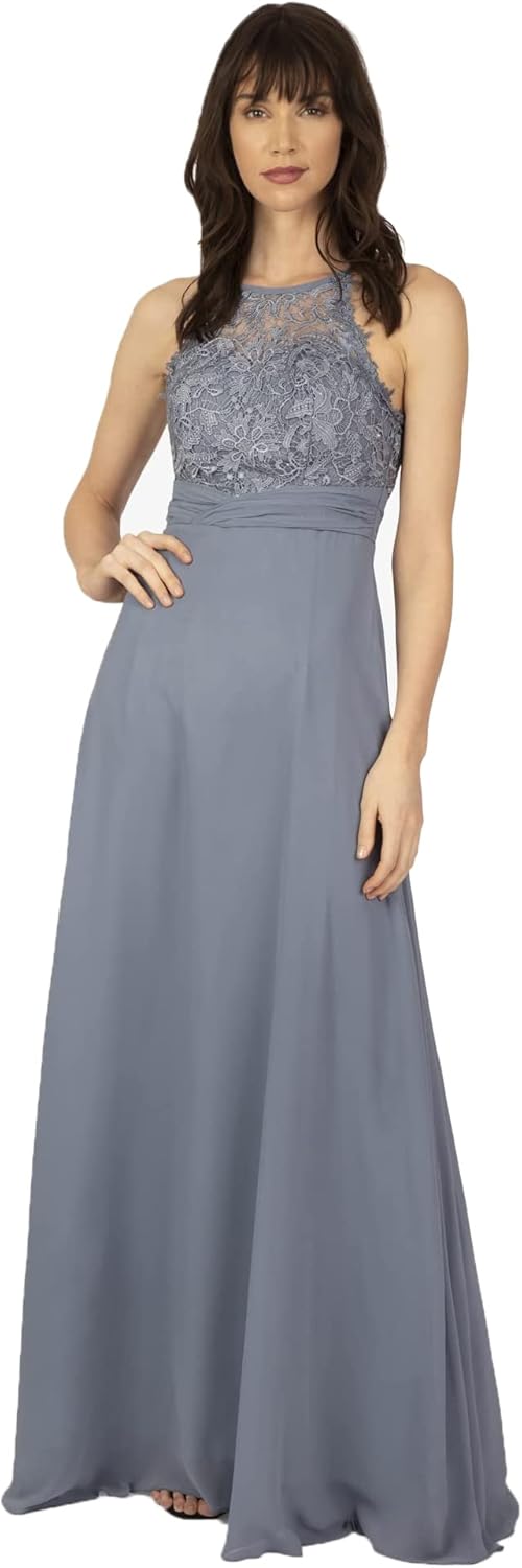 Damen Apart Abendkleid aus Chiffon und Spitze Special Occasion Dress M Jeansblau, M Jeansblau