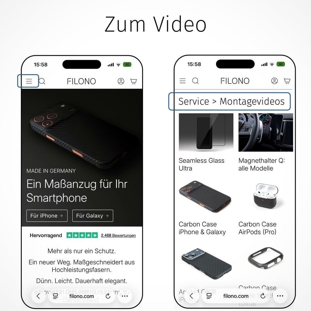 FILONO iPhone 15 Pro Carbon Hülle Ultra dünn | Made in Germany | mit Kamera-Schutz, kompatibel mit M