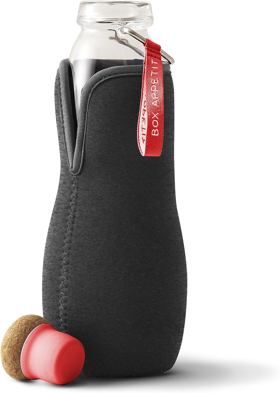 Black + Blum Trinkflasche Borosilikatglas/Kork Rot, Rot