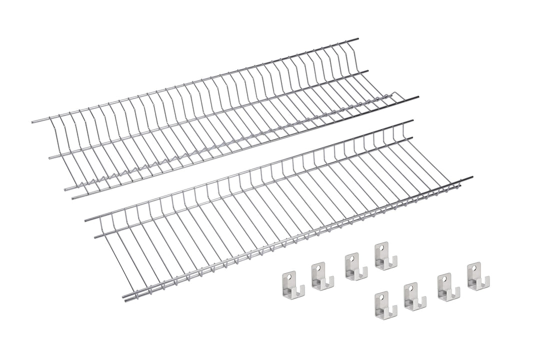 Set mit Geschirr- und Gläserabtropfer aus Edelstahl für 85 cm breite Schränke